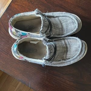 13 Dude Shoes from 2019. They’re very worn in. They still work though!